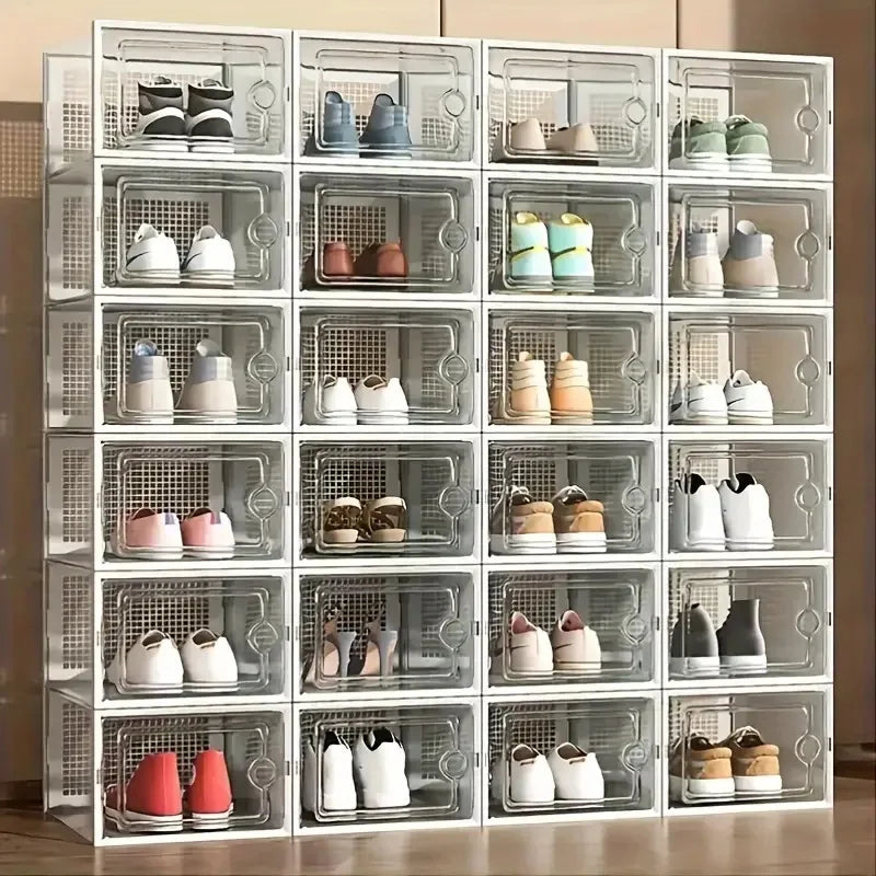 Stackable Plastic Shoe Storage Boxes Dustproof Transparent Display Men Women