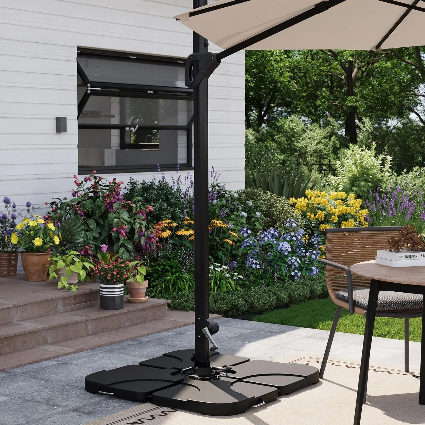 Patio Umbrella Base, 220lb Capacity Heavy Duty Design with Adjustable Pole Adapter Fits 1.5" to 2.1" Poles for 7.5-11FT Umbrellas, Corrosion-Resistant and Wind-Resistant for Outdoor, Patio