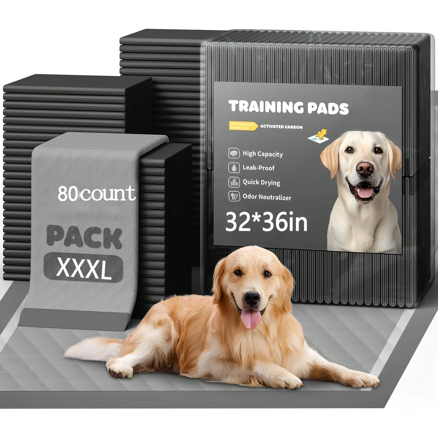 Odor-Control Charcoal Pee Pads For Dogs And Cats, Leak-Proof