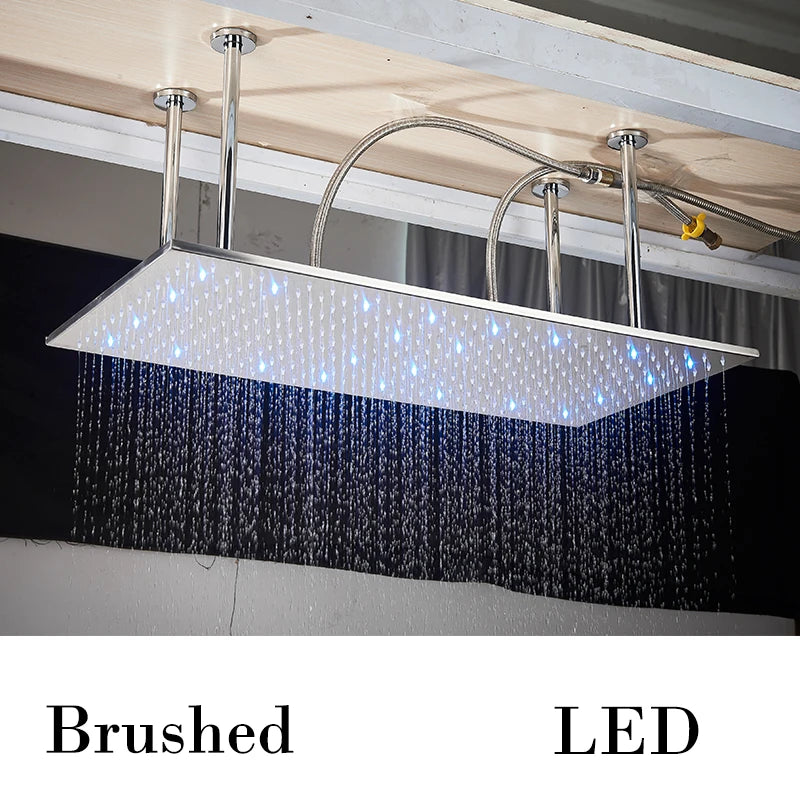 Wanmivezlo LED Brass Shower Head Wall Mounted Rainfall Light