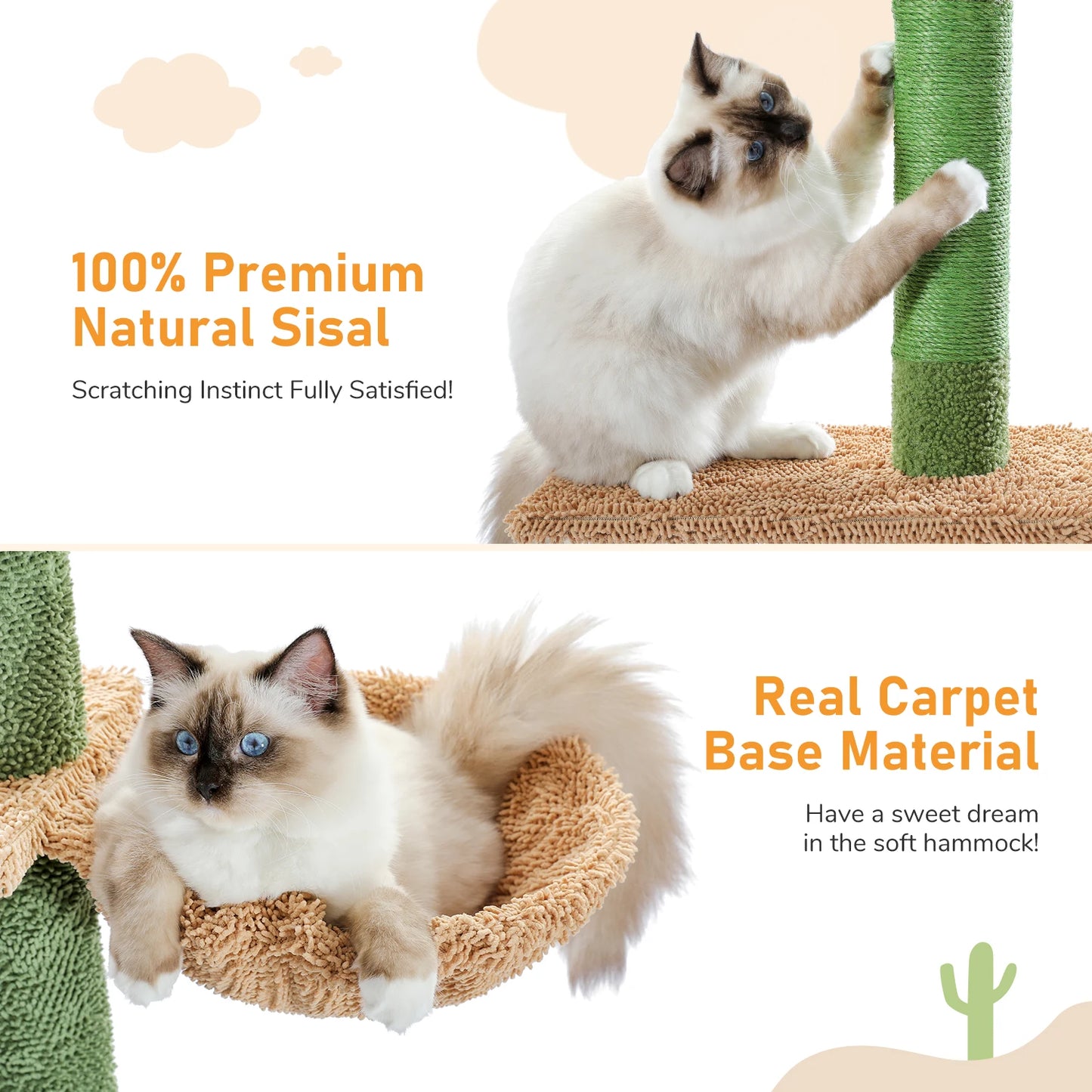 PAWZ Road Cat Tree Floor To Ceiling Climbing Tower With Scratching Post Hammock