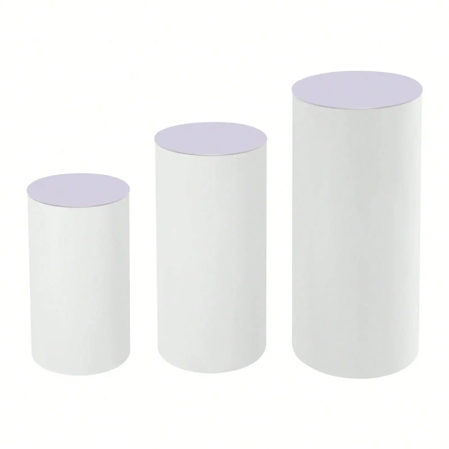 3Pcs White Cylinder Pedestal Stands PVC Acrylic Display