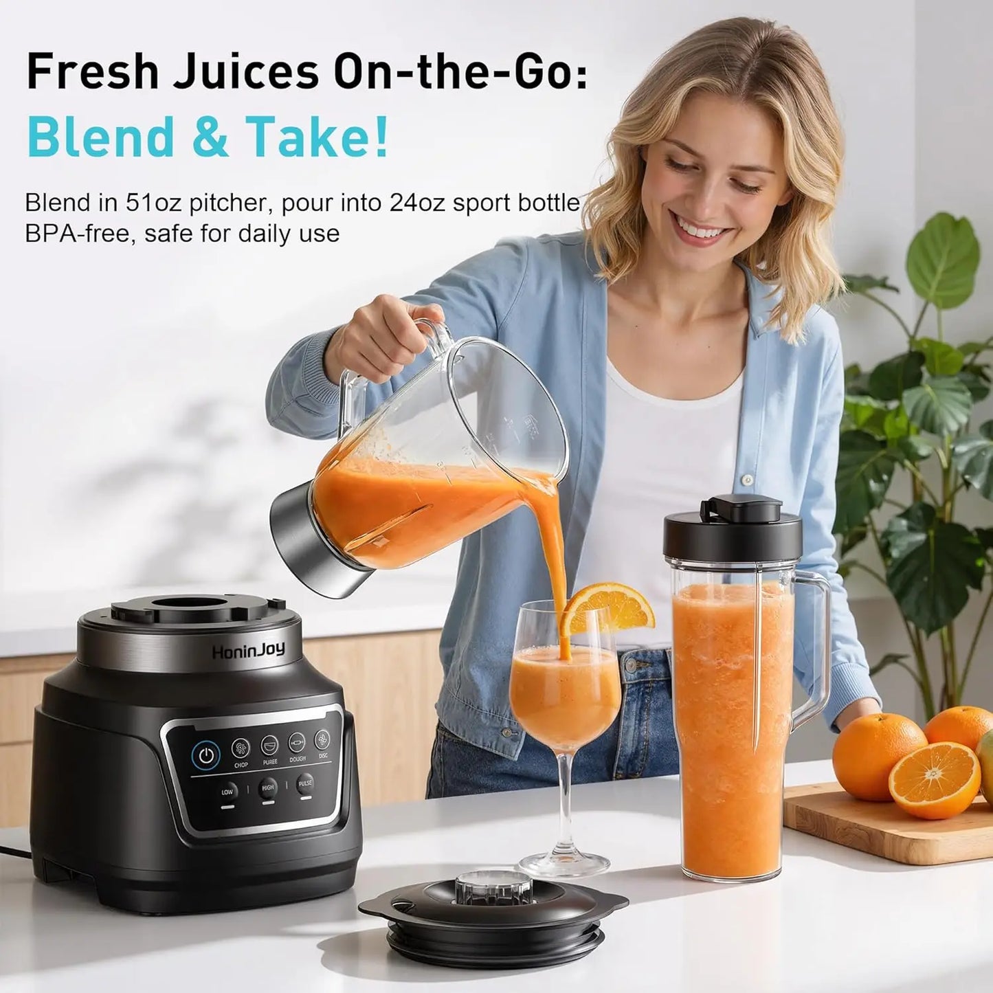 1300W 10-in-1 Blender and Food Processor for Smoothies