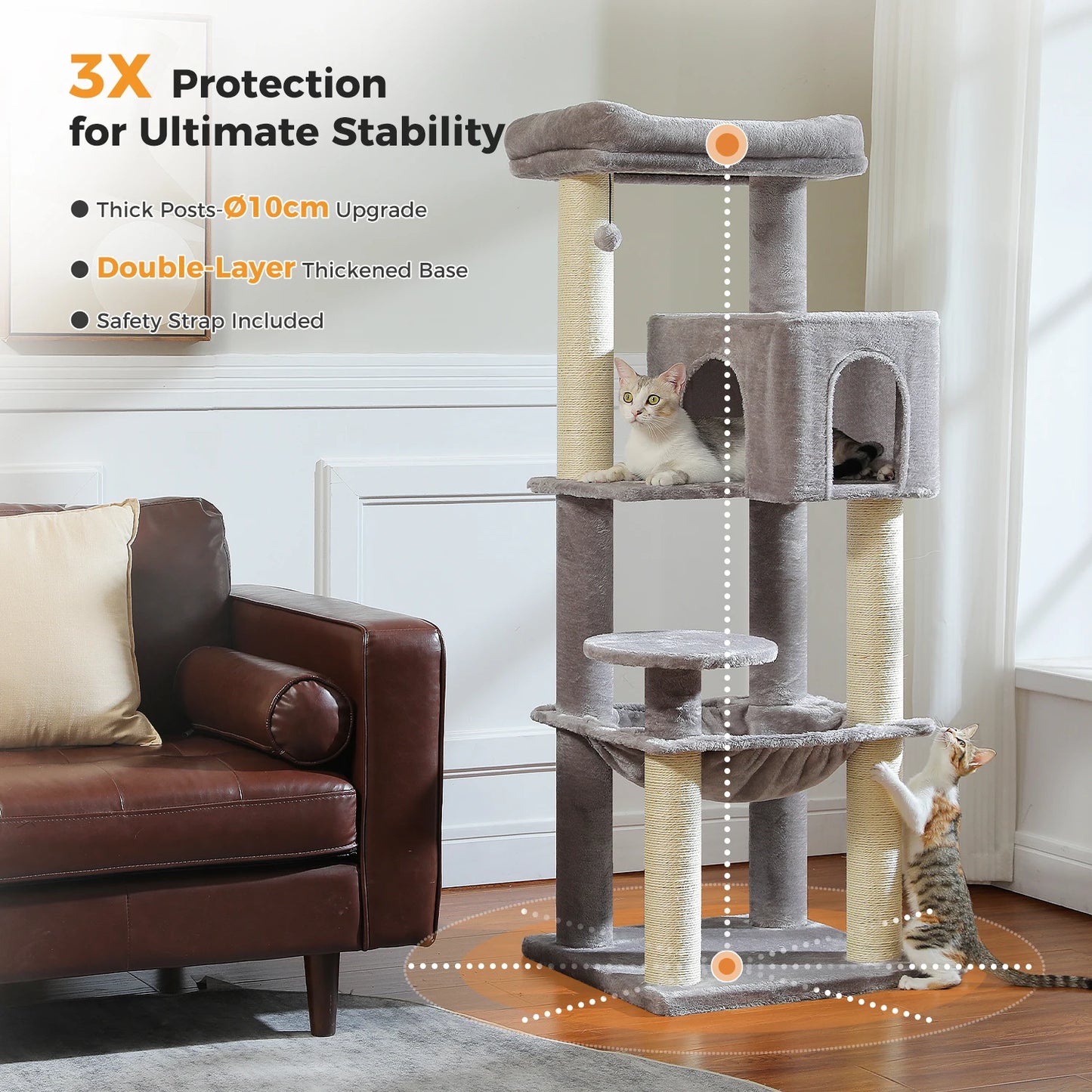 PAWZ Road Cat Tree With Scratching Posts And Hammock