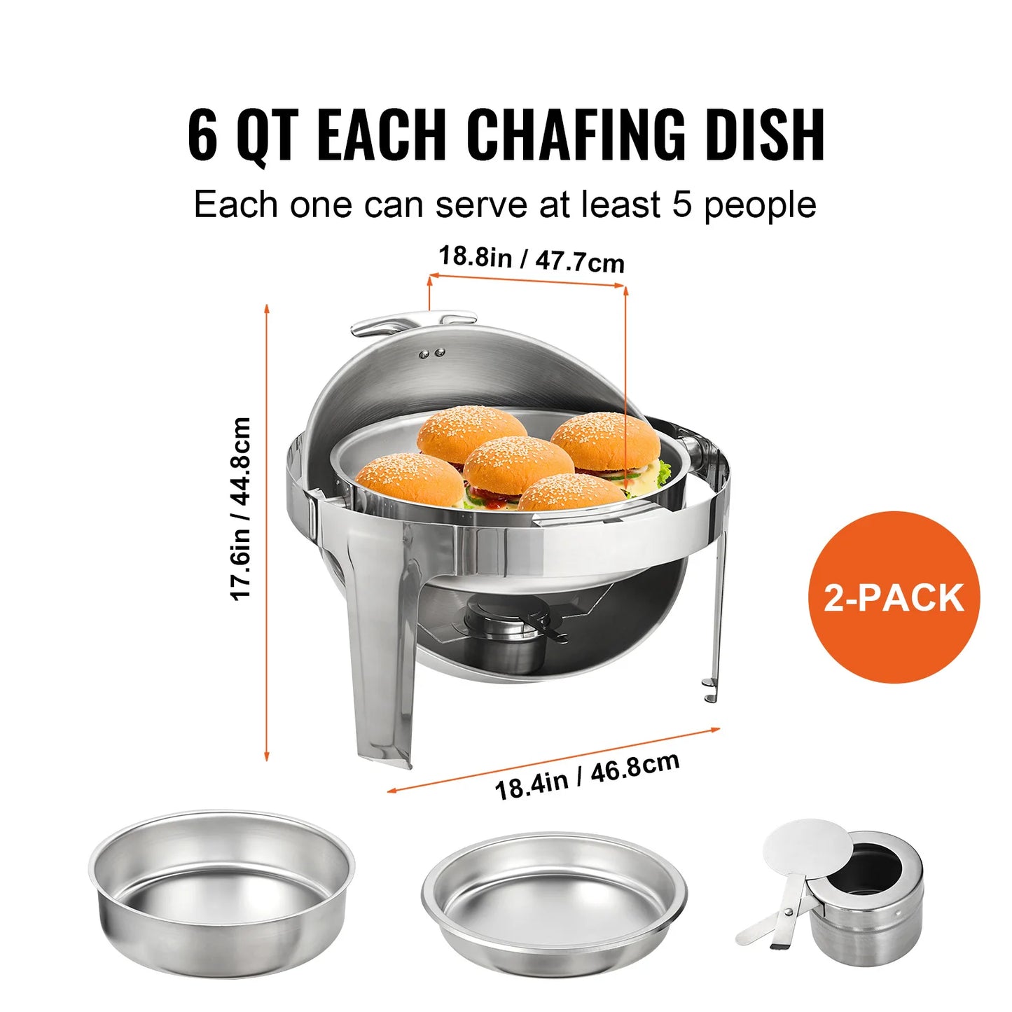 SucceBuy Roll Top Chafing Dish Set Stainless Steel Buffet Warmer