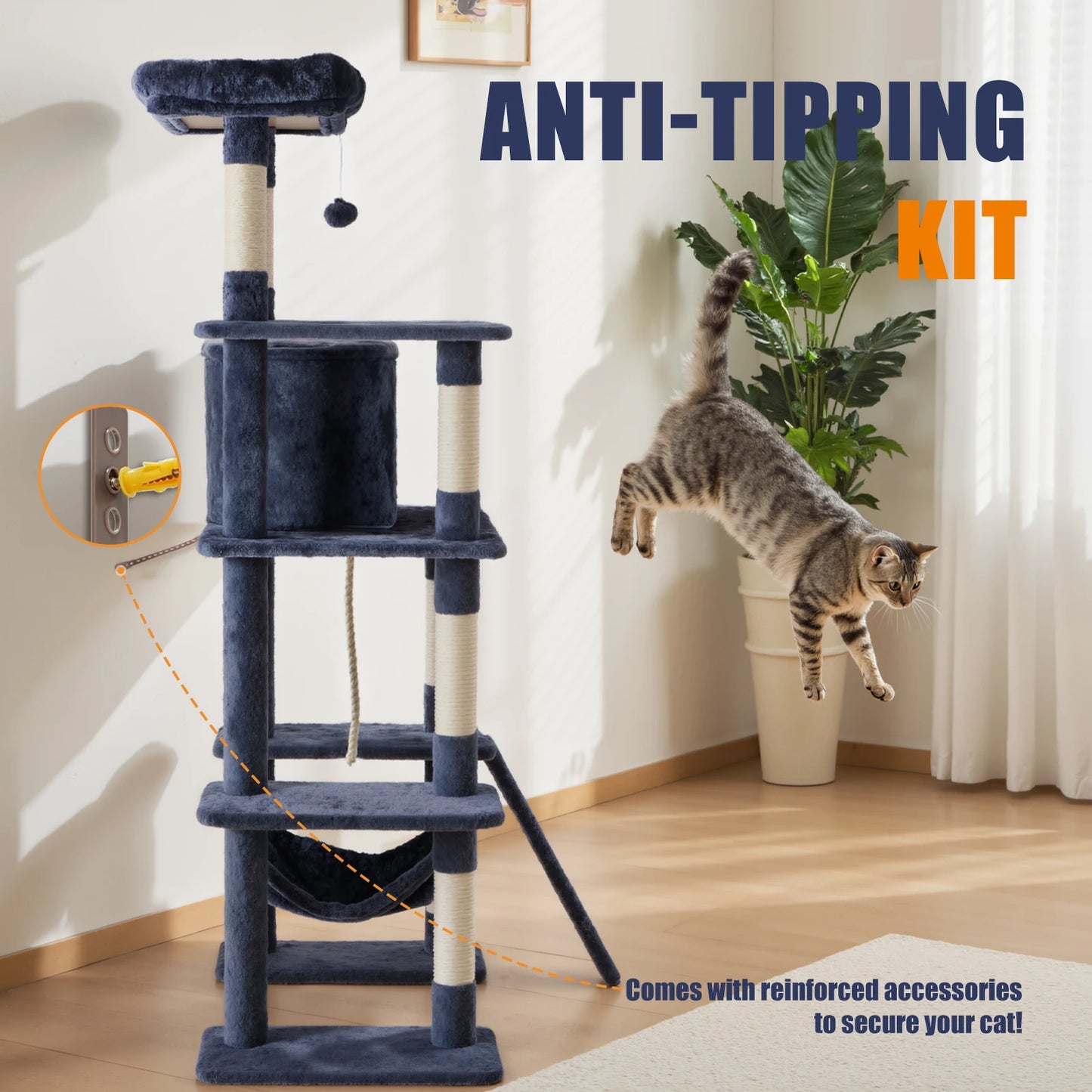 MCQ CN Cat Tree Tower Multi-Level Condo For Indoor Cats