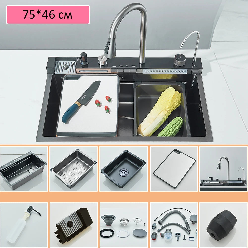 Quyanre 304 Stainless Steel Kitchen Faucet Set With Soap Dispenser
