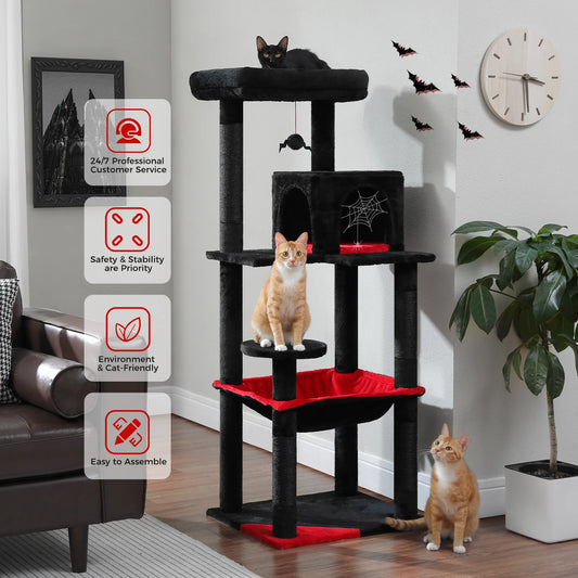 PAWZ Road Gothic Indoor Cat Tree Tower With Large Hammock Sisal Scratching Post