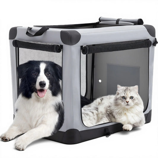 JHK Foldable Soft Dog Crate Portable Kennel With Three Doors