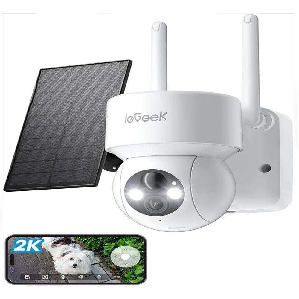 IEGEEK 2K 3MP WiFi Outdoor Security Camera With Solar Panel