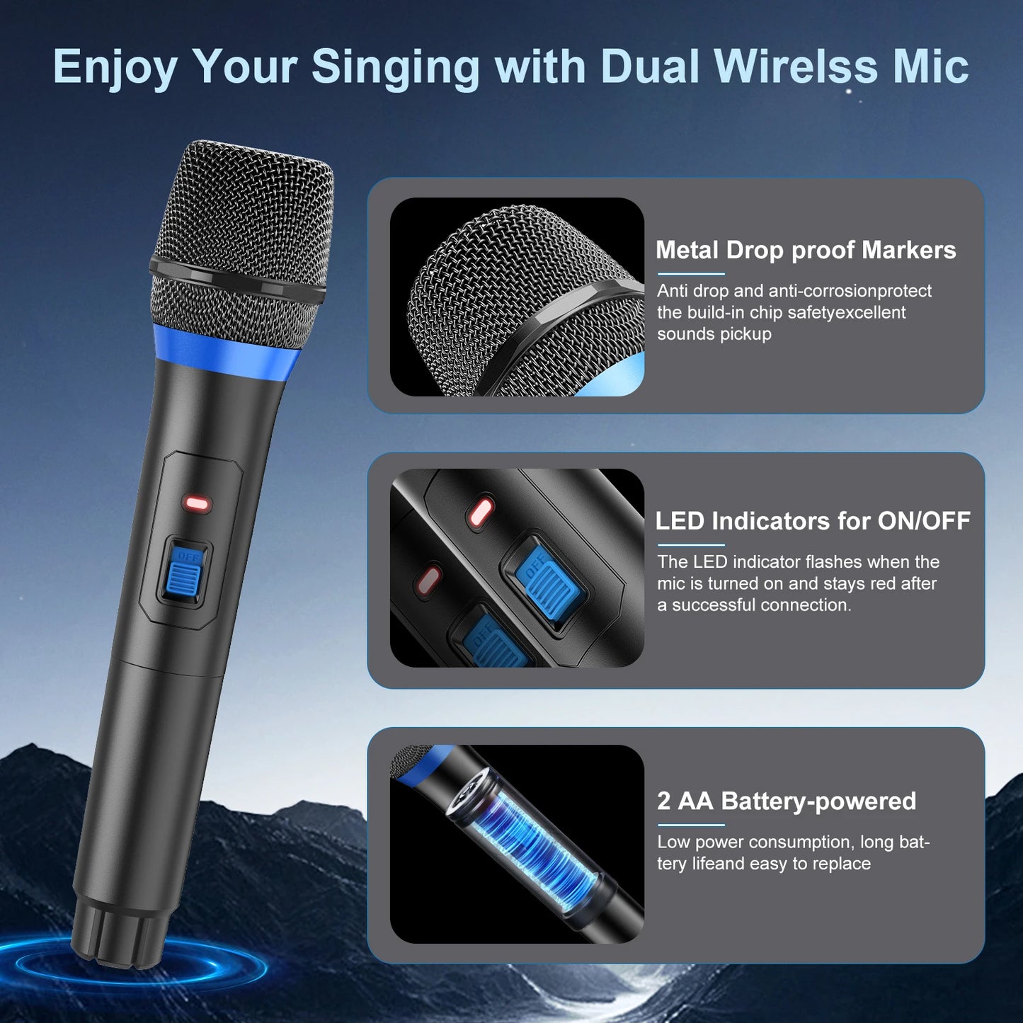 FanFun T17 Karaoke Machine With Wireless Microphones Party Speaker