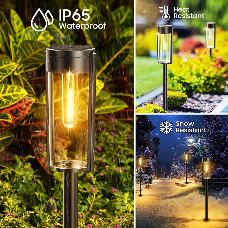 DOUWENXI Solar Pathway Lights Outdoor Garden Waterproof Lamps Decor