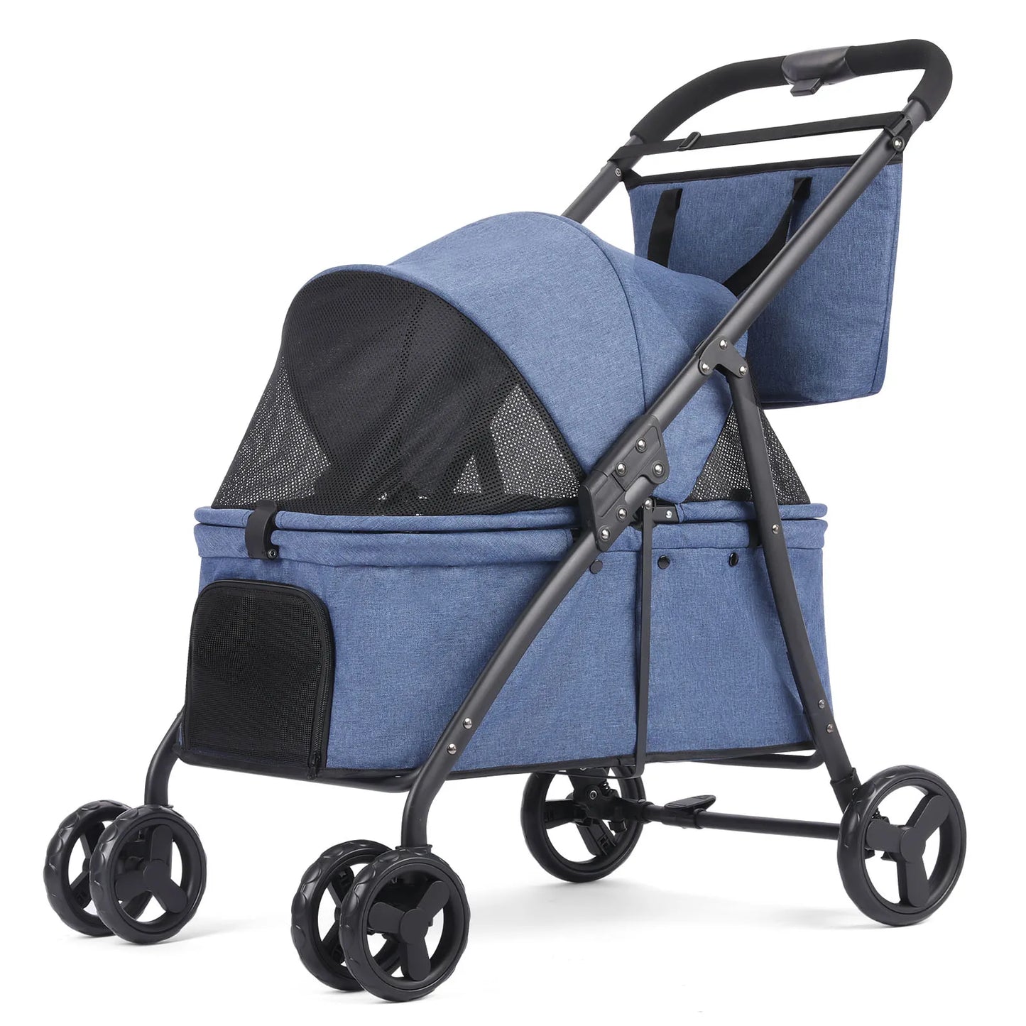 Foldable Dog Stroller Four Wheel Pet Pushchair Travel Carriage