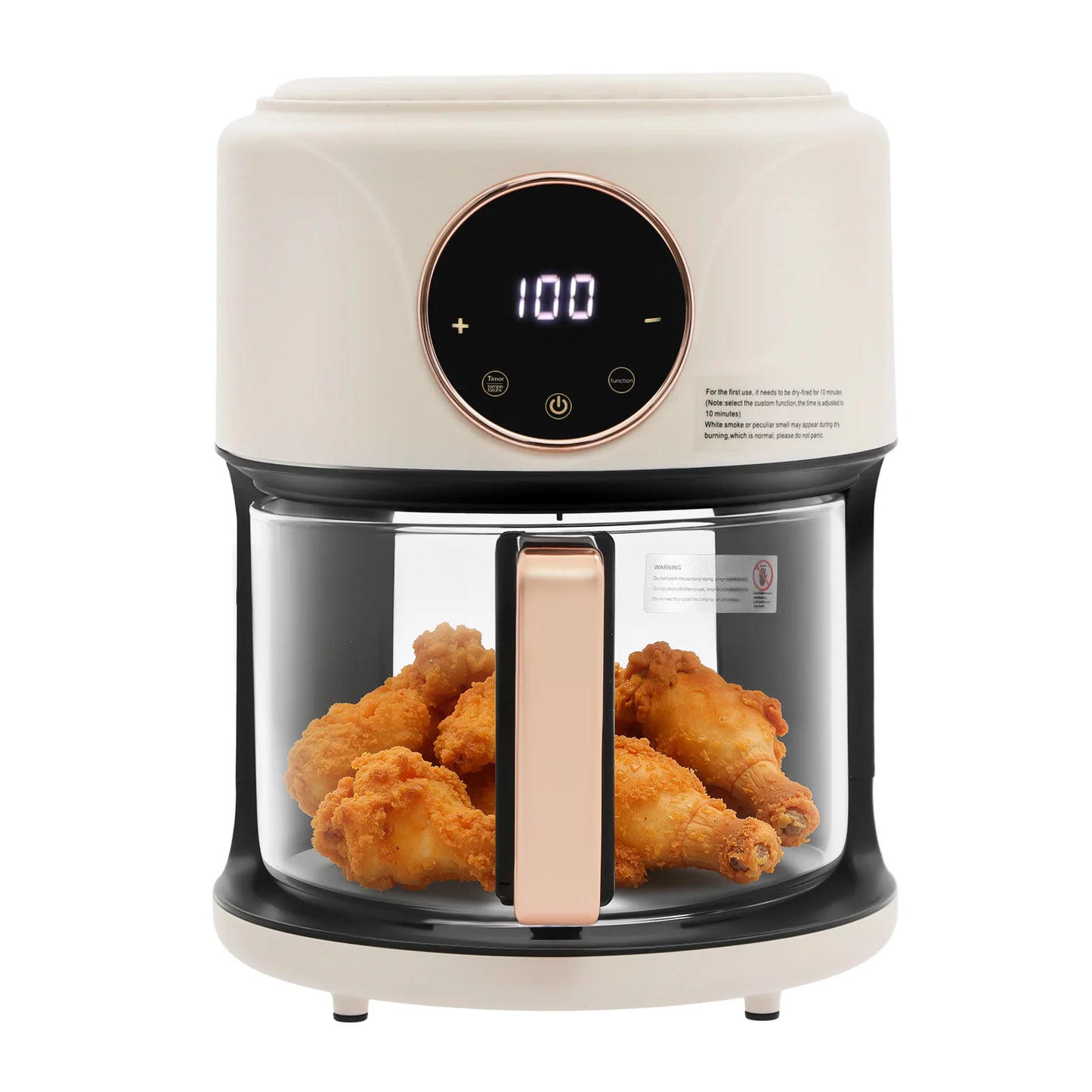 Glass Air Fryer 360 Viewable Touch Screen 1200W 110V