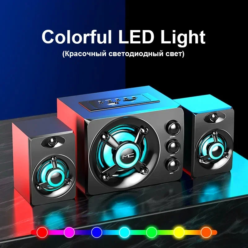 HiFi 3D Bluetooth Stereo Soundbar With LED Lights And USB AUX