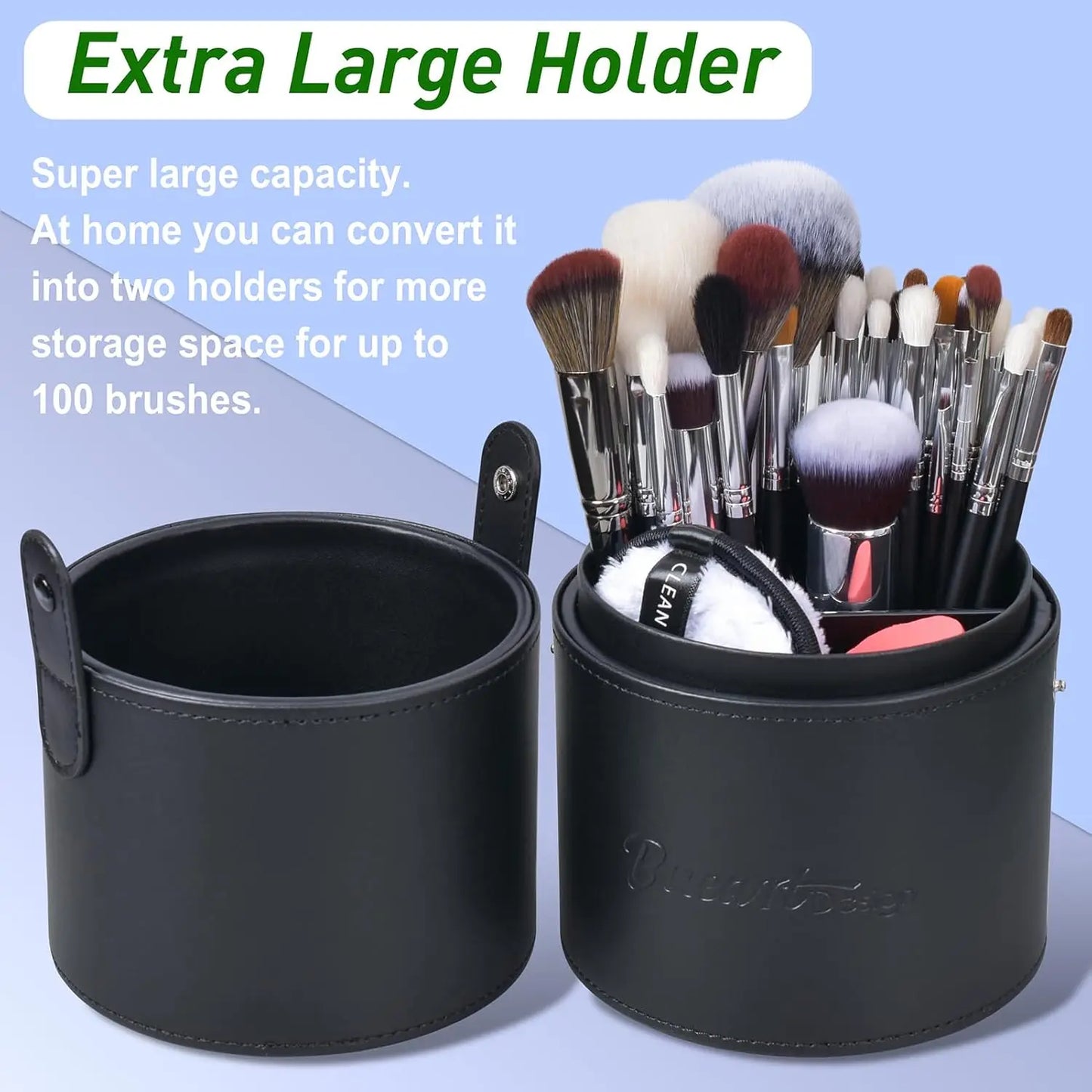 Deluxe 34 Piece Goat Hair Makeup Brush Set With Holder