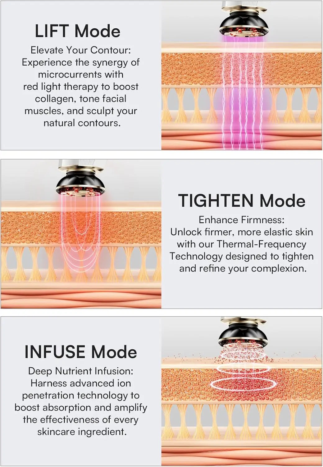 Three-In-One Red Light Facial and Neck Beauty Device