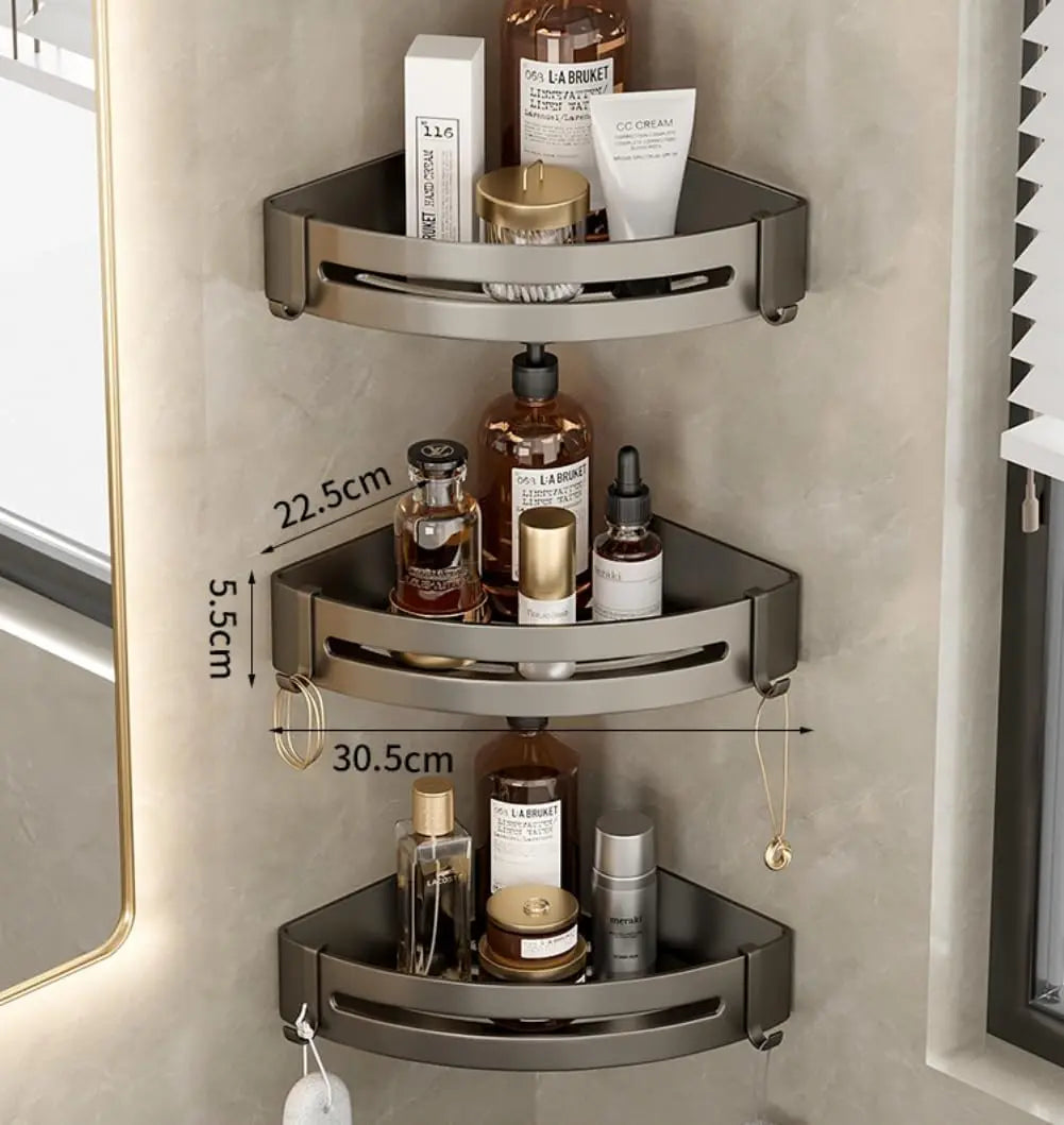Triangle Adhesive Shower Caddy Set for Corner Wall Mount