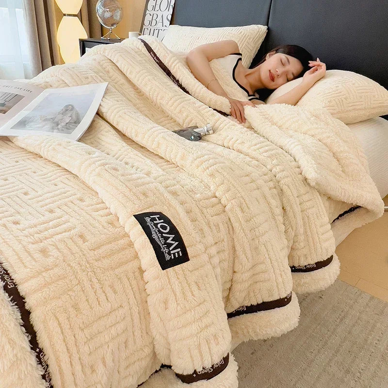 LUXO Fleece Blanket Knit For Spring And Autumn Baby And Family Warm Breathable