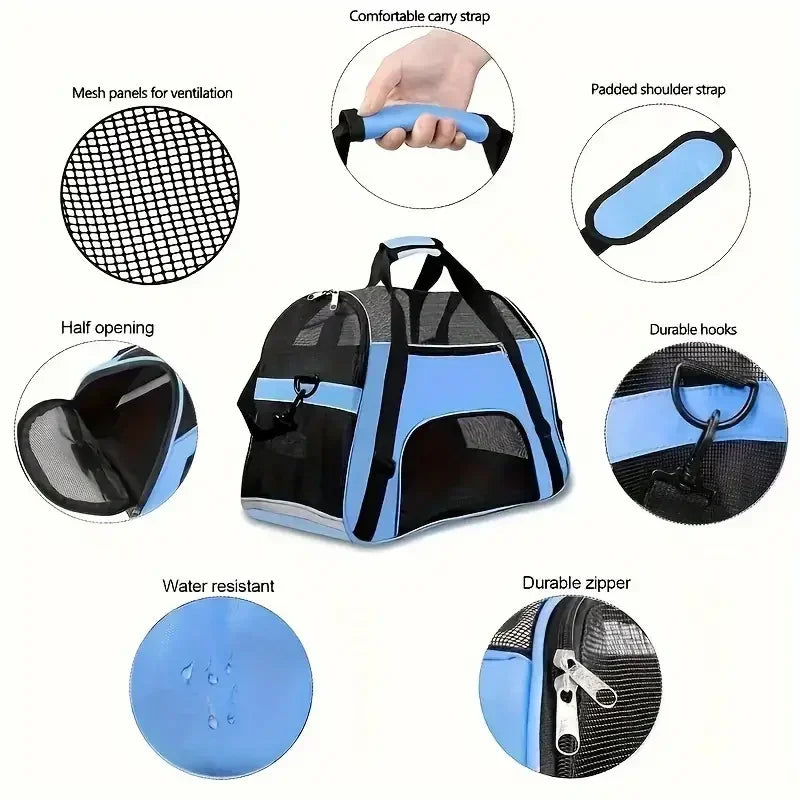 Breathable Mesh Pet Carrier for Small Dogs and Cats