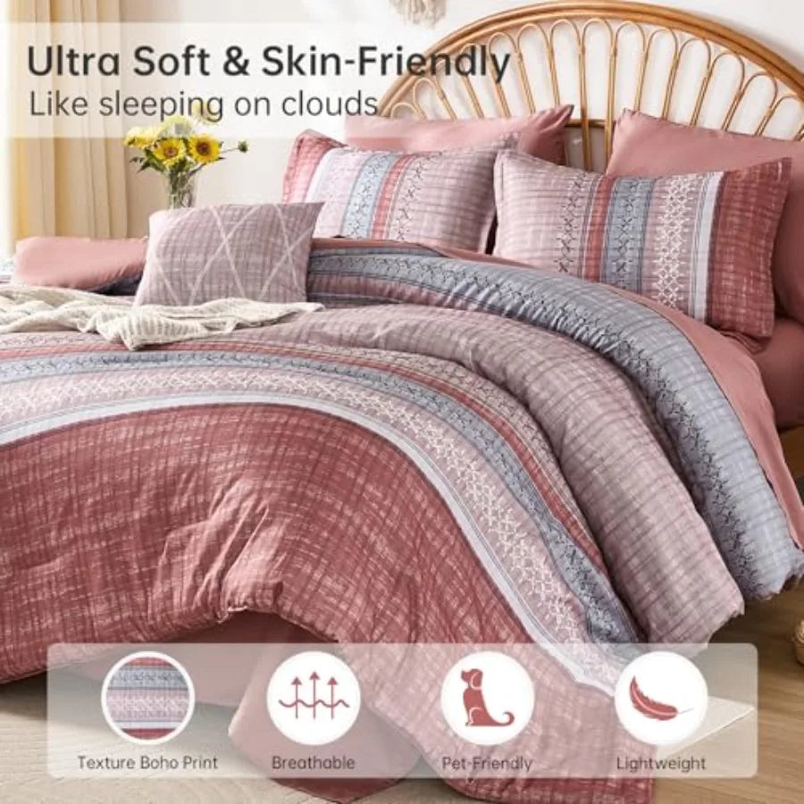Boho King Comforter Bedding Set Duvet Cover and Pillowcases
