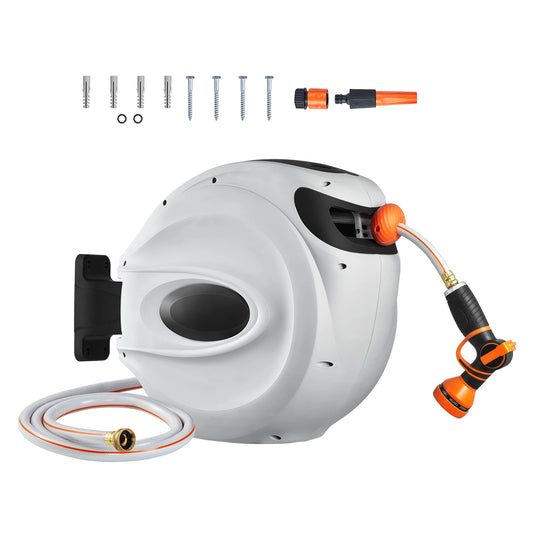 SucceBuy Retractable Hose Reel With 180 Degree Swivel Wall Mount