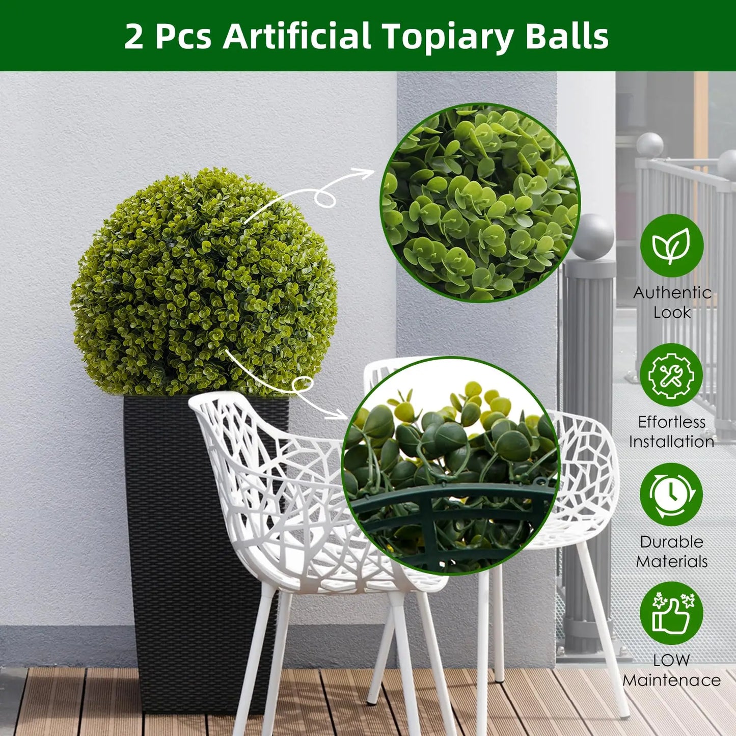 Studyset Outdoor Topiary Balls Set of Two Artificial Cedar Decor