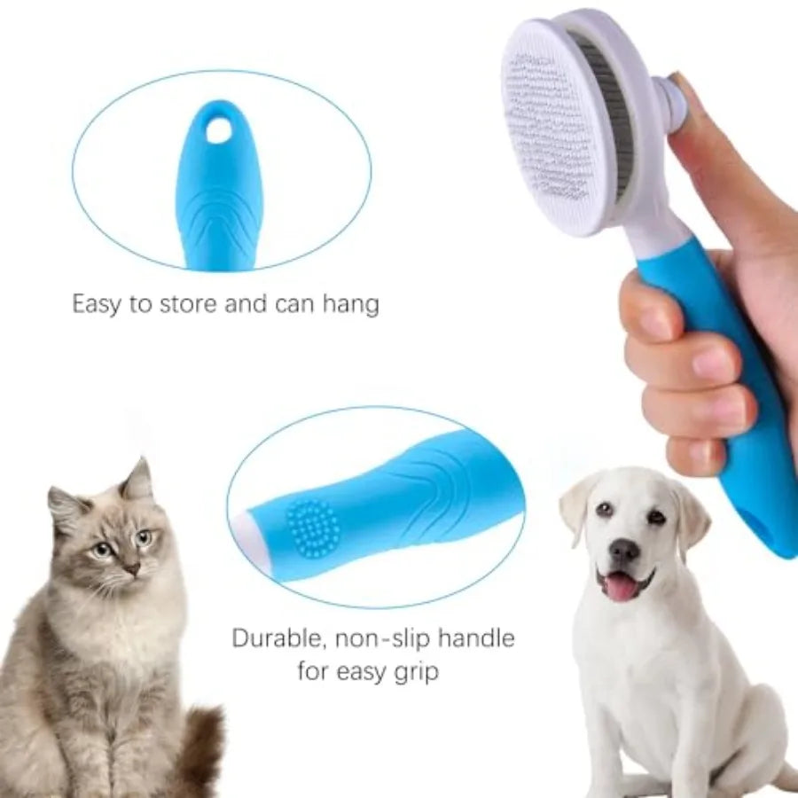 Self Cleaning Slicker Brush - Cat Brush Skin-Friendly Deshedding Grooming Massaging Tool for Long and Short Haired Pets, Cat Ha