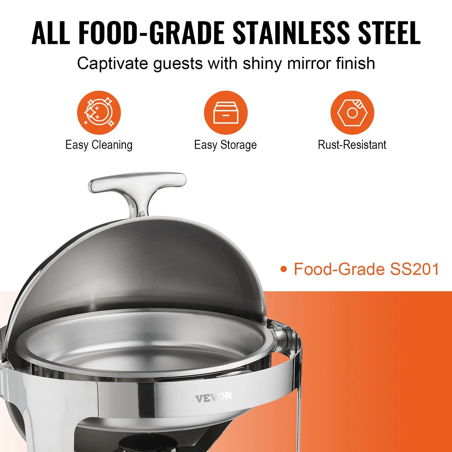 SucceBuy Roll Top Chafing Dish Set Stainless Steel Buffet Warmer