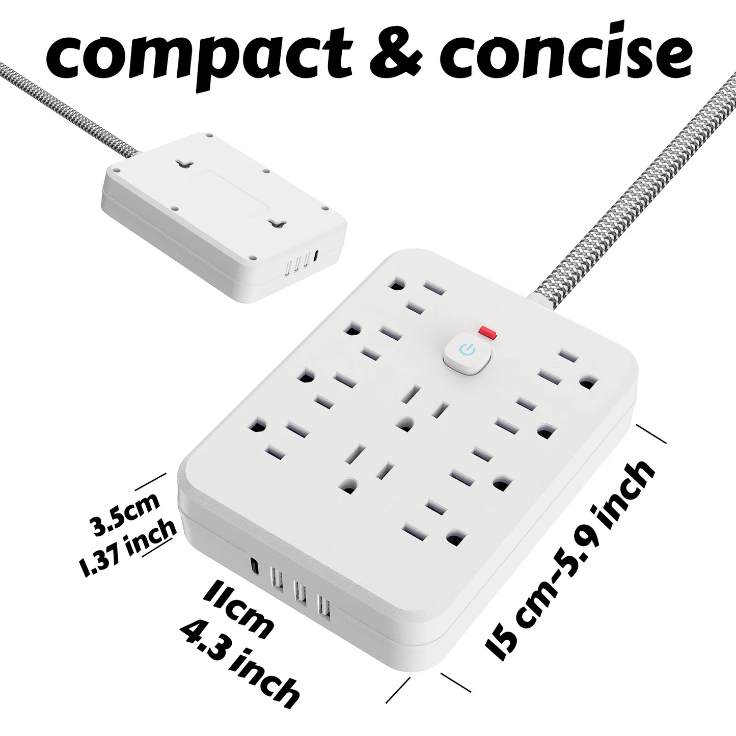 TRANSTON Power Strip Surge Protector With USB-C Ports