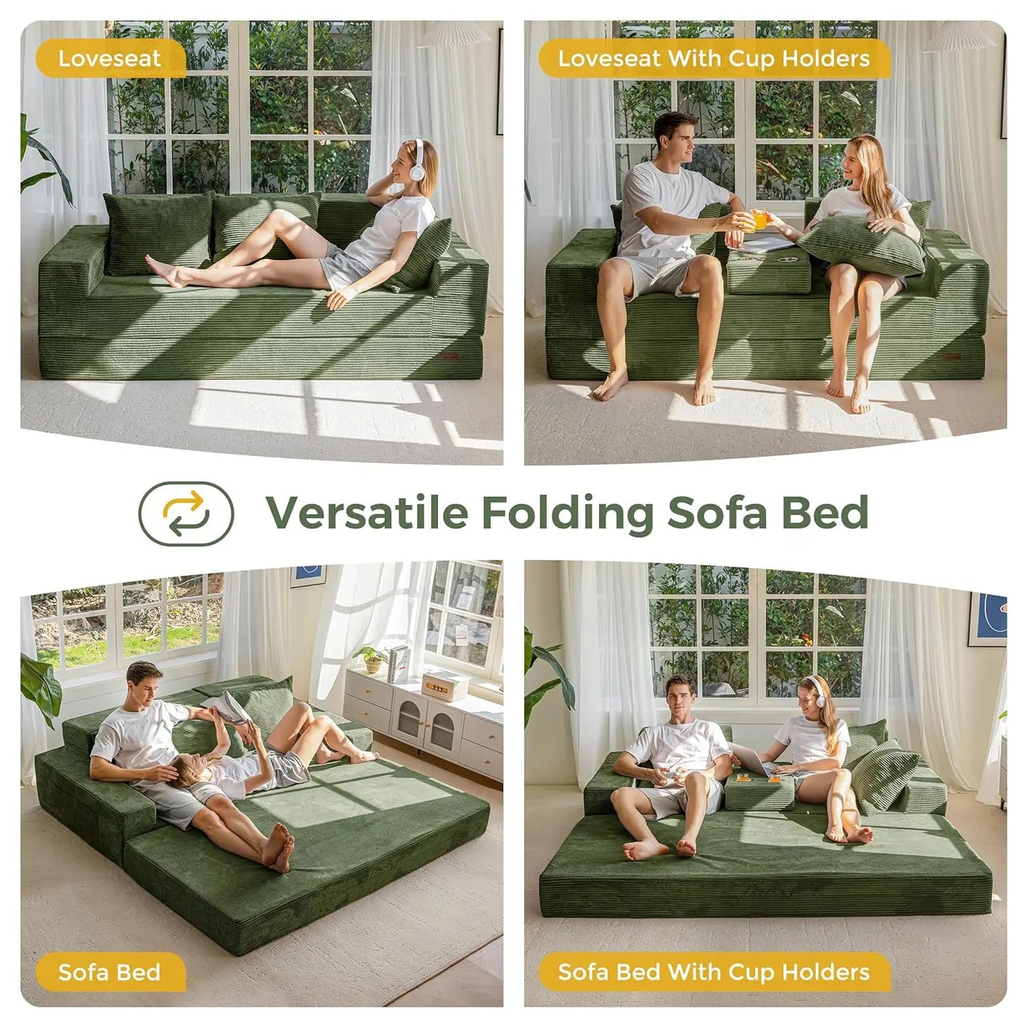 HUANZHUANG Convertible Sofa Bed 4 in 1 Modern Living Room