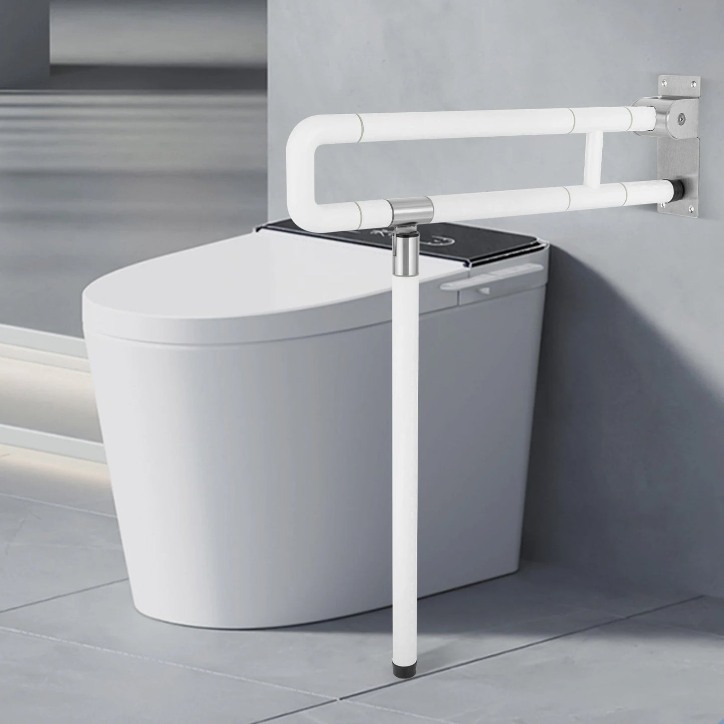 Foldable Drop Down Toilet Grab Bar With Non Slip Grip For Accessible Bathroom