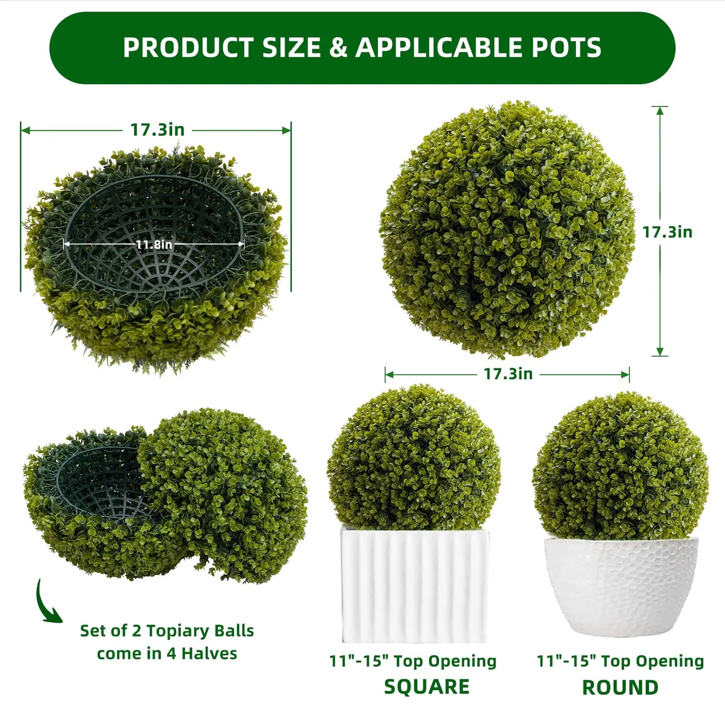 Studyset Outdoor Topiary Balls Set of Two Artificial Cedar Decor