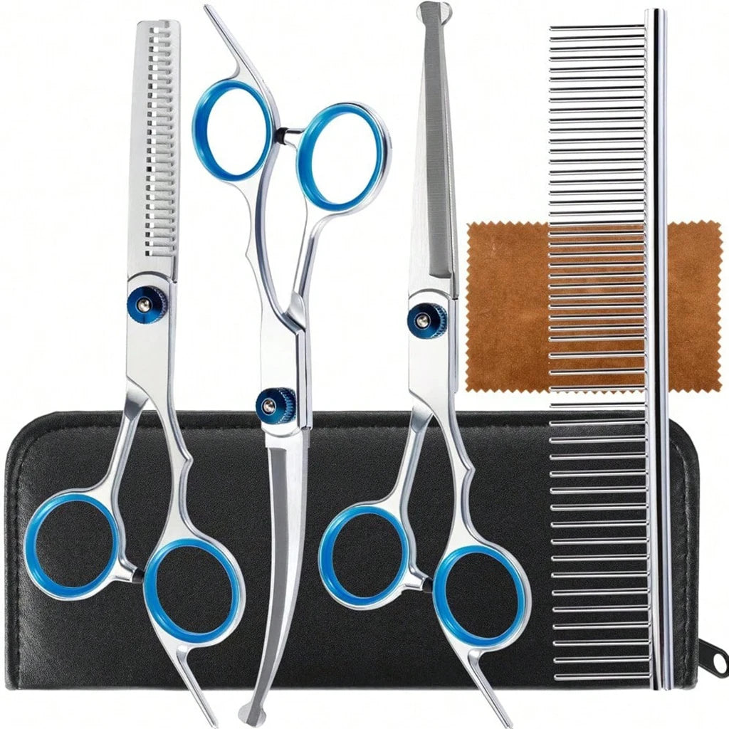 SHUYU Pet Grooming Scissors Kit Stainless Steel Hair Shears