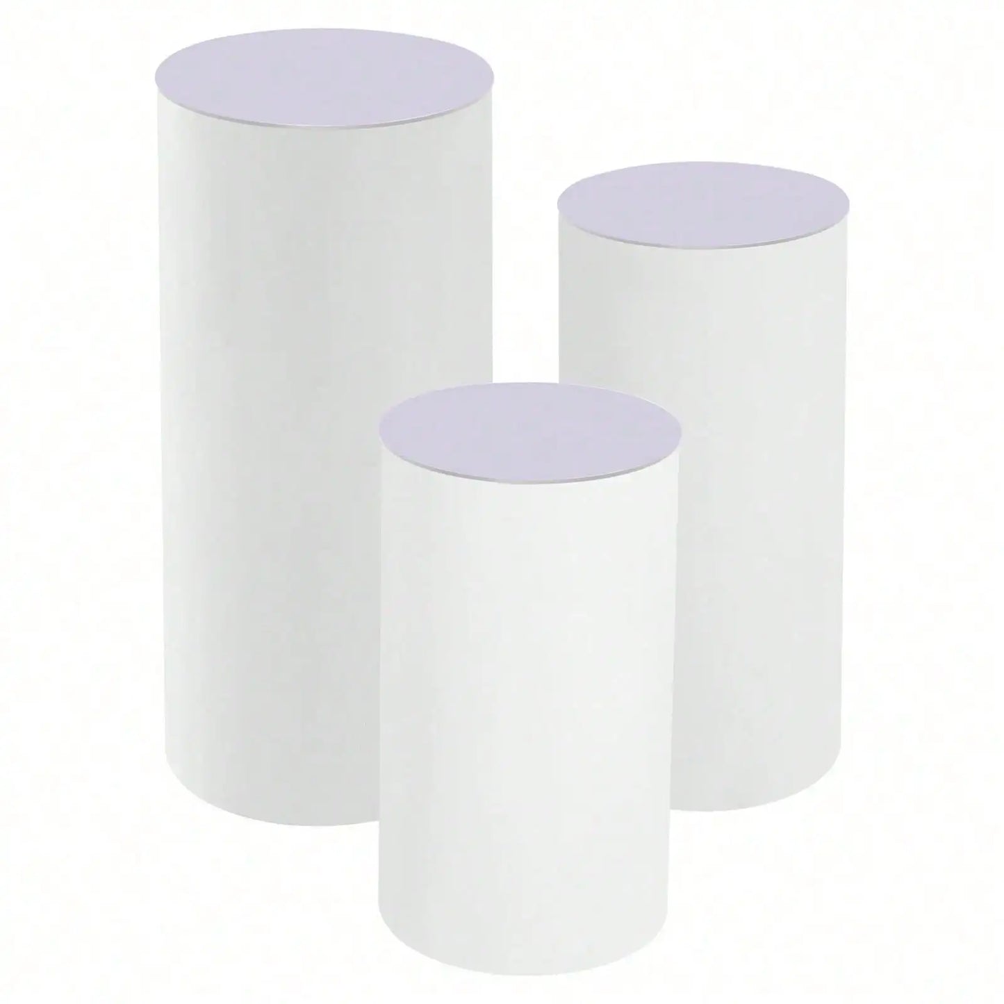 3Pcs White Cylinder Pedestal Stands PVC Acrylic Display