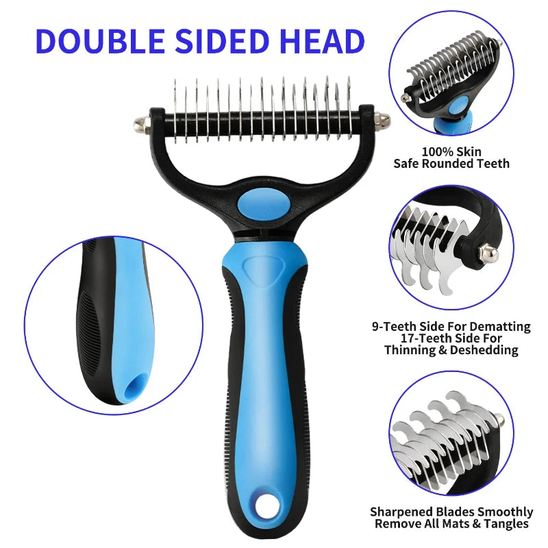 Pet Deshedding Brush Cat Comb Self Cleaning Grooming Tool