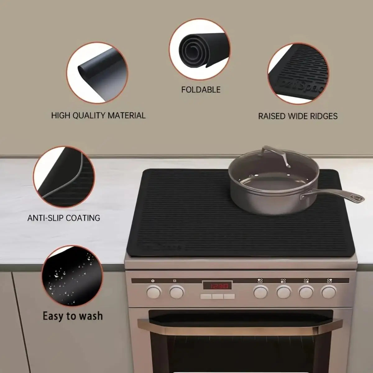 Silicone Stove Mat for Glass Top Stove Top Cover Electric Stove Protector XL Dish Drying Mat for Kitchen