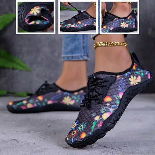 Women Floral Water Shoes Quick Dry Barefoot Beach Swim Shoes Anti-slip Soft Aqua Socks for Pool Yoga Surf Walking Outdoor