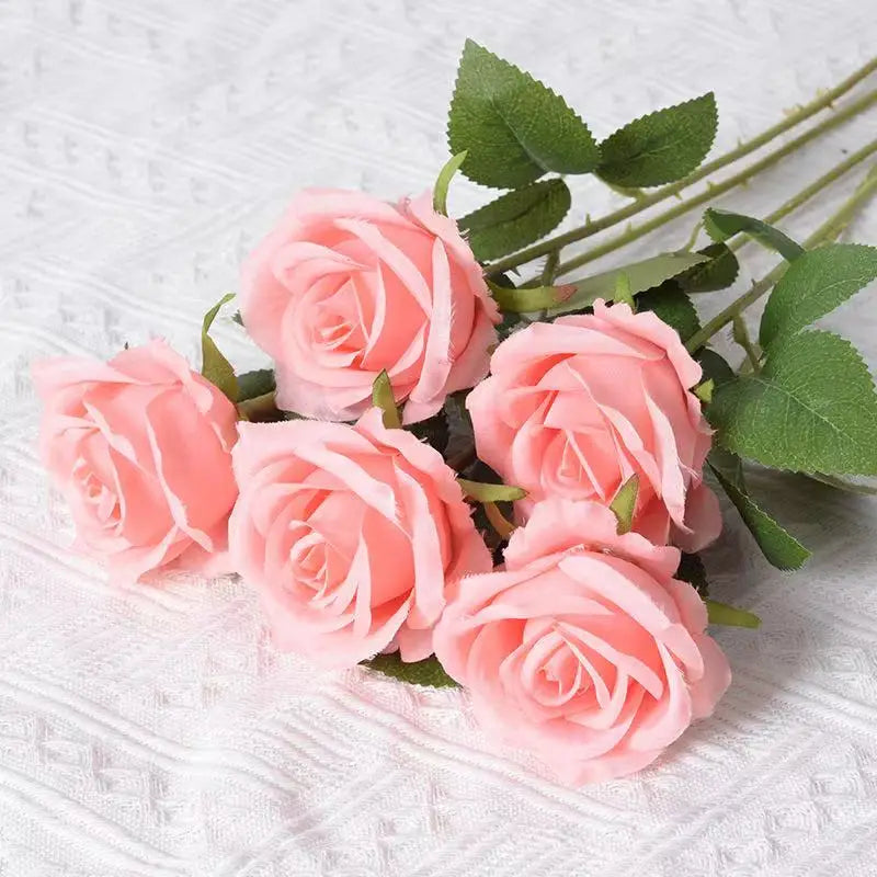 Artificial Rose Flower Branches Realistic Fake Roses For Wedding Decor