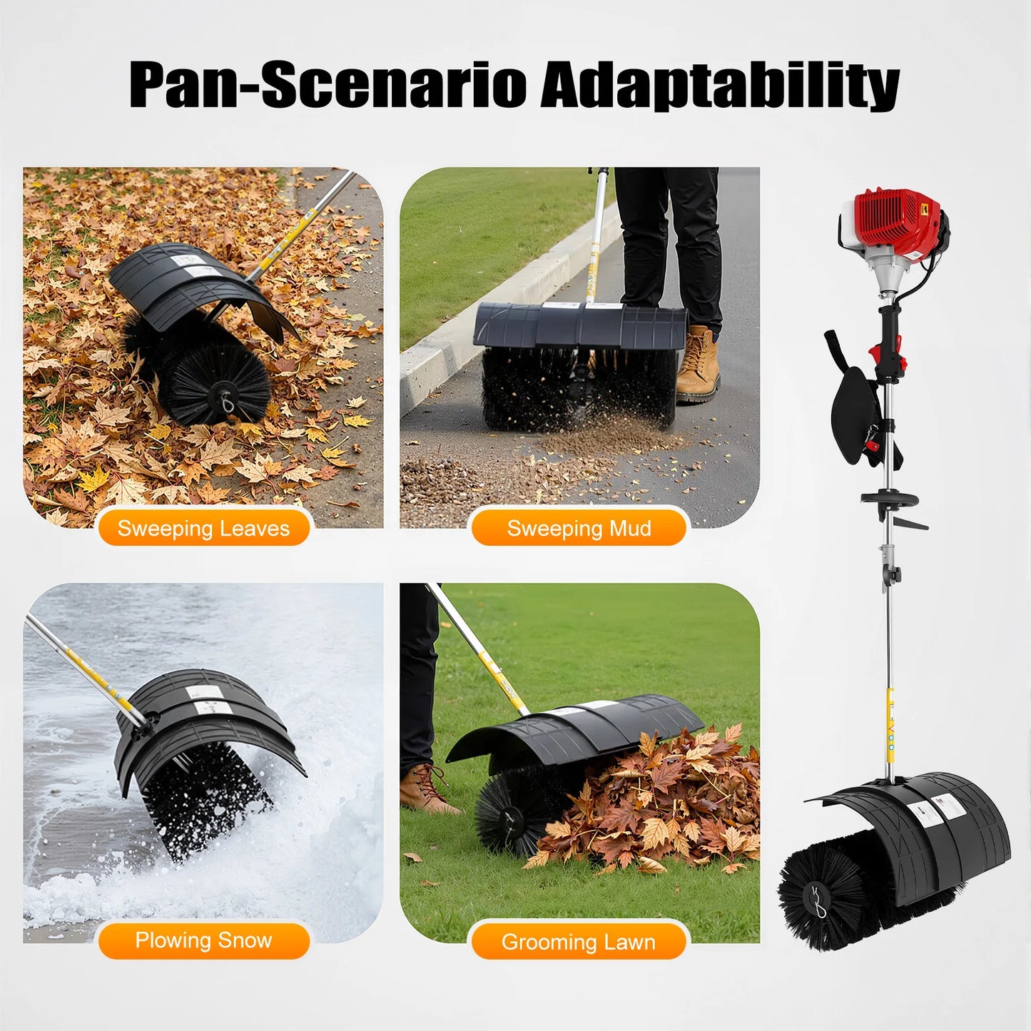 Gas Powered Walk Behind Sweeper Multi Surface Clean For Driveways
