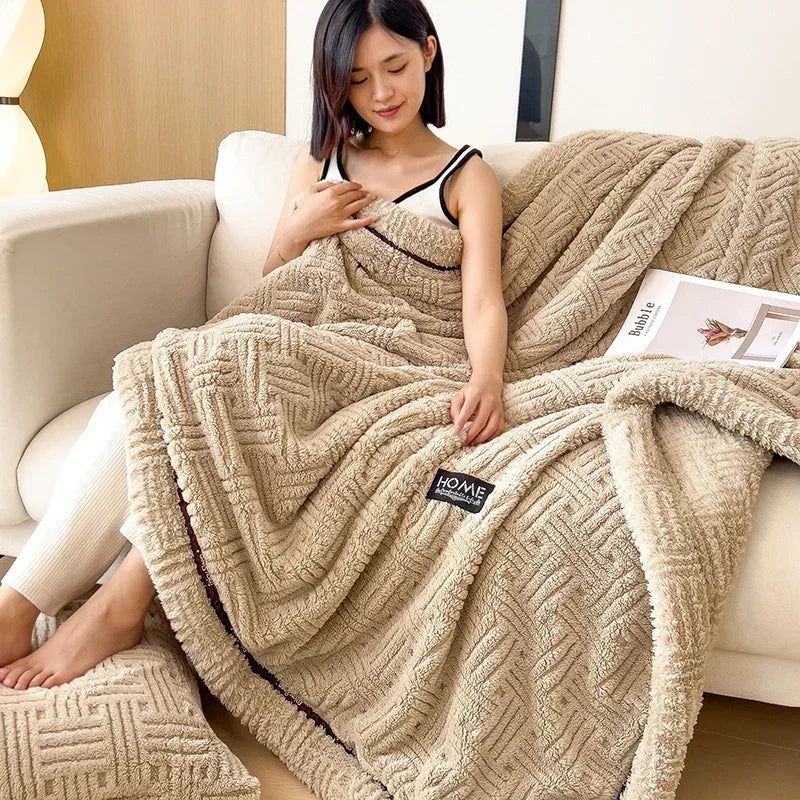 LUXO Fleece Blanket Knit For Spring And Autumn Baby And Family Warm Breathable