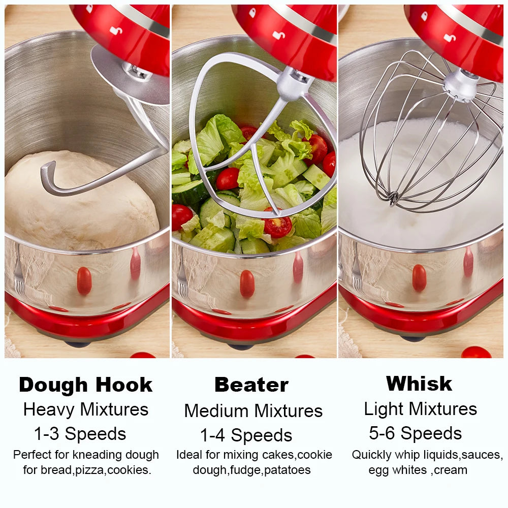 Biolomix Kitchen Stand Mixer 6 Speed 1200W Dough Hook Whisk