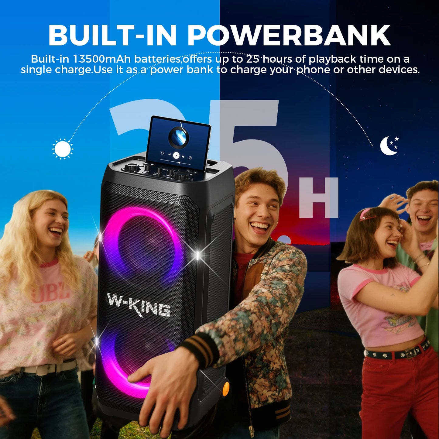 W-King T12 Portable Bluetooth Speaker With 370W Pro Sound