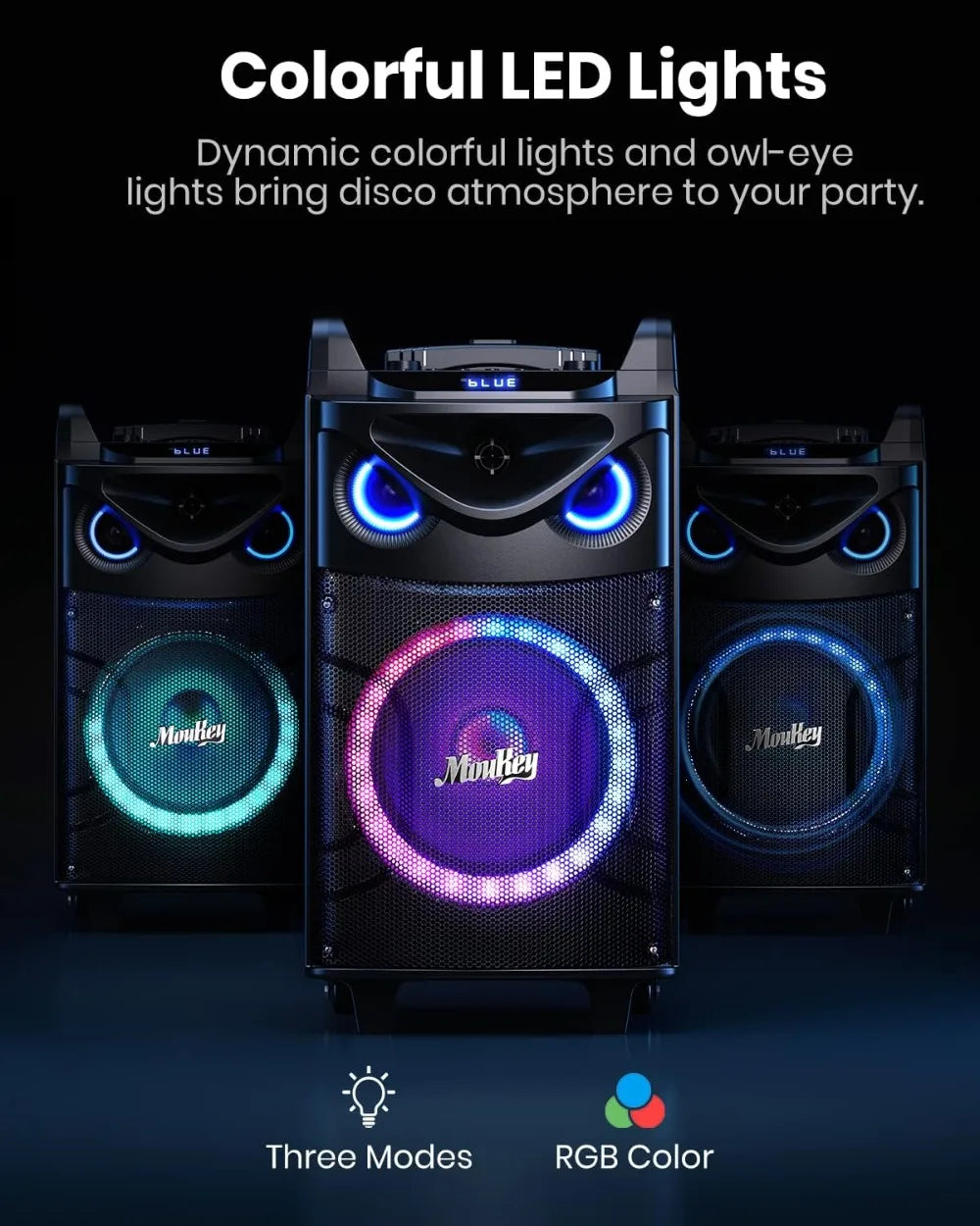 Portable PA System With Karaoke Bluetooth Speaker And Wireless Mics