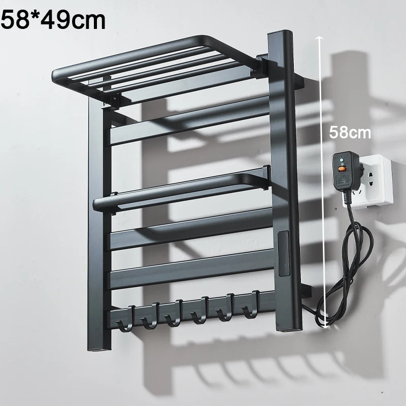 Electric Towel Dryer Black/White Bathroom Electric Rack Digital Display Temperature Time Control Towel Warmer Rail