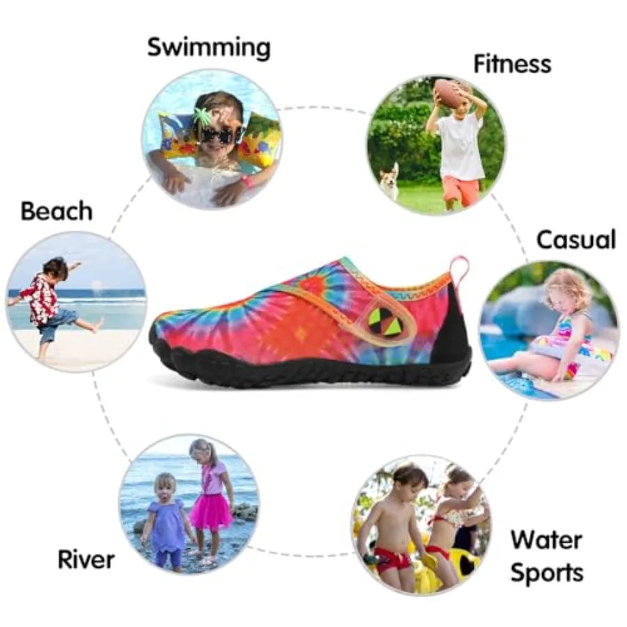 Water Shoes Girls Boys Quick Dry Aqua Shoes Barefoot Water Sneakers for Beach Swim Pool Boats Outdoor Water Sports Little/Big K
