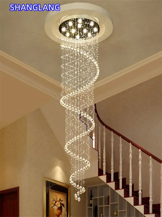 K9 Crystal LED Chandelier For Spiral Staircase And Living Room