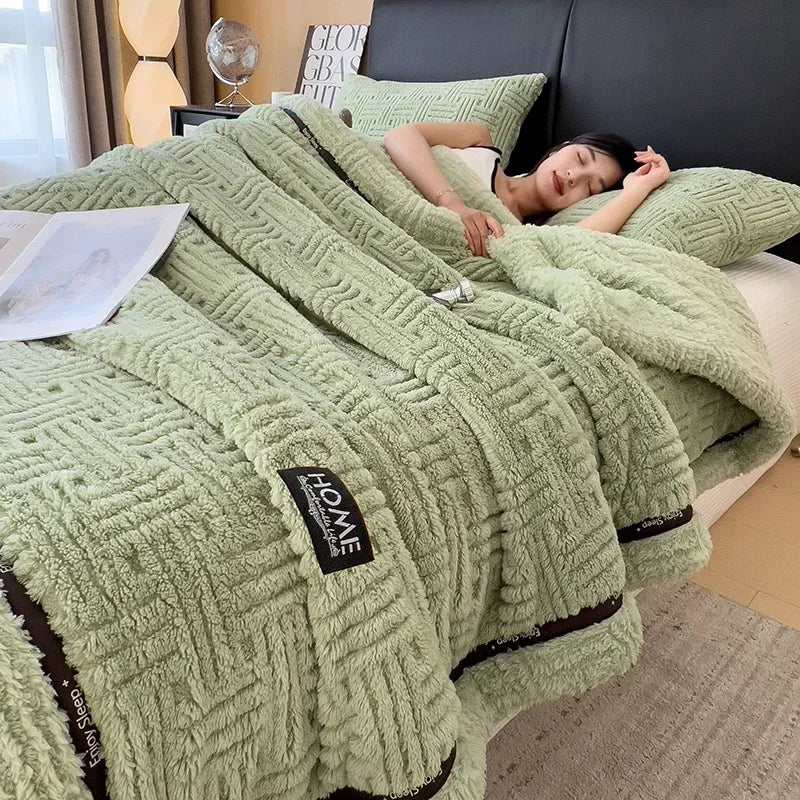 LUXO Fleece Blanket Knit For Spring And Autumn Baby And Family Warm Breathable