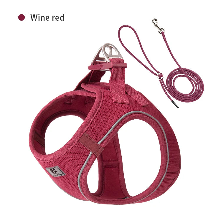 Small Combination Reflective Dog Harness Leash Set Adjustable