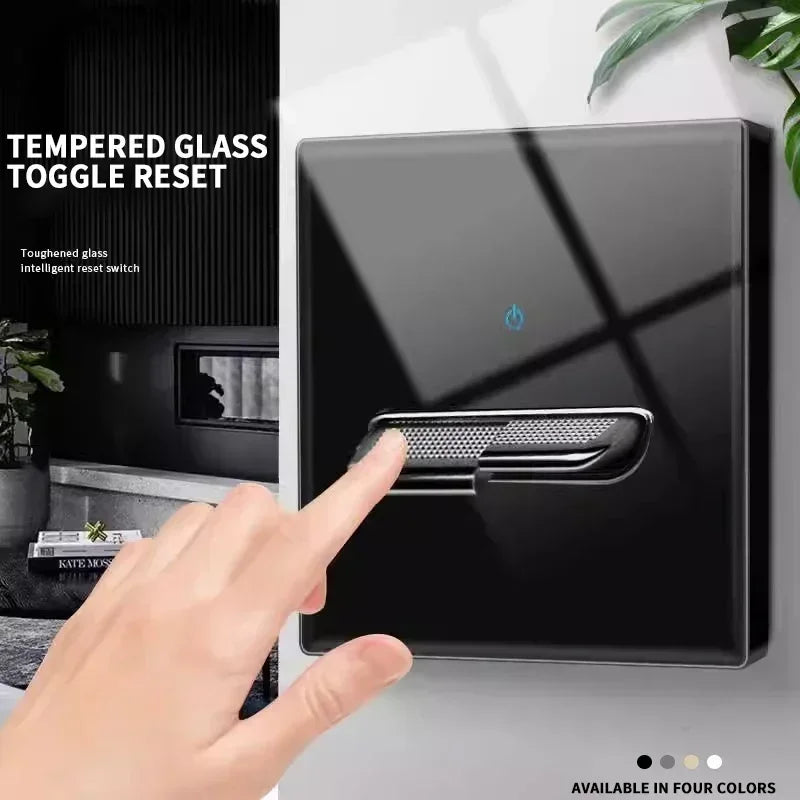 EU UK Crystal Tempered Glass Switch Panel LED Indicator
